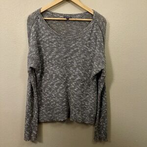 Express Slouchy Oversized Knit Sweater Zip Accent Gray White Grunge Goth Sz S P